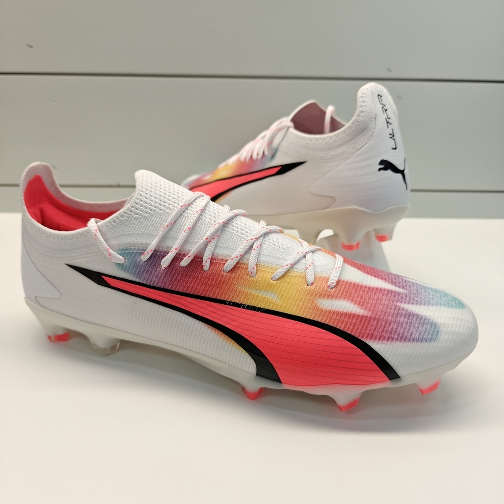Puma Ultra Unimate FG AG Breakthrough Pack White Orange Soccer Cleats Men's 7.5